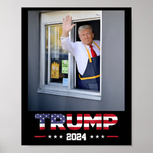 Poster Trump Works Drive-thru Trump Servindo Fries france