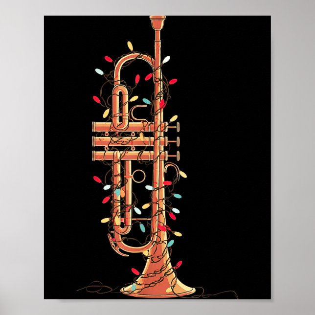 Poster Trumpet Christmas Graphics Lights Lover Player Tru (Frente)