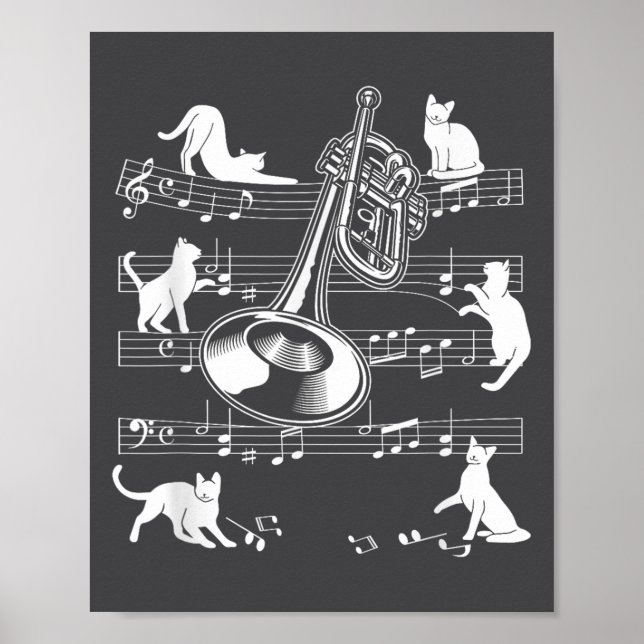 Poster Trumpeter Cats For Cat Loving Trumpet Player  (Frente)