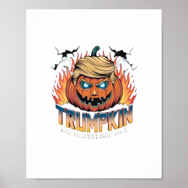 Poster Trumpkin Clássico - Design de Abóbora Louca (Frente)