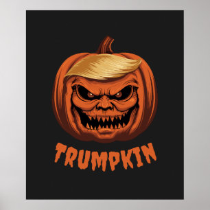 Poster Trumpkin Grinning Donald Trump Halloween Pumpkin