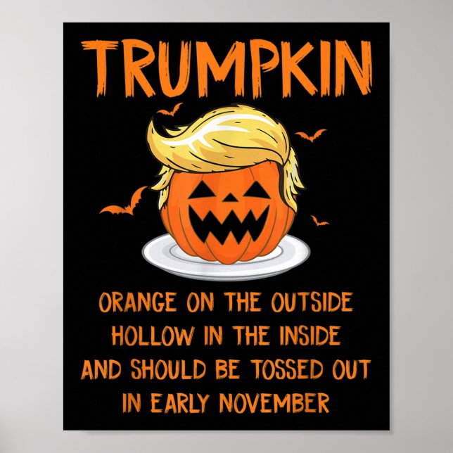 Poster Trumpkin Laranja No Hallowee Anti-Trump Exterior (Frente)