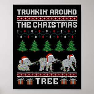 Poster Trunkin À Volta Da Família De Elefantes De Árvore