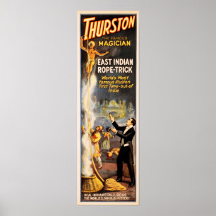 Poster Truque da Corda da Índia Oriental, famoso mágico