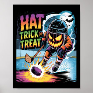 Poster Truque de chapéu ou travessura divertido hóquei no