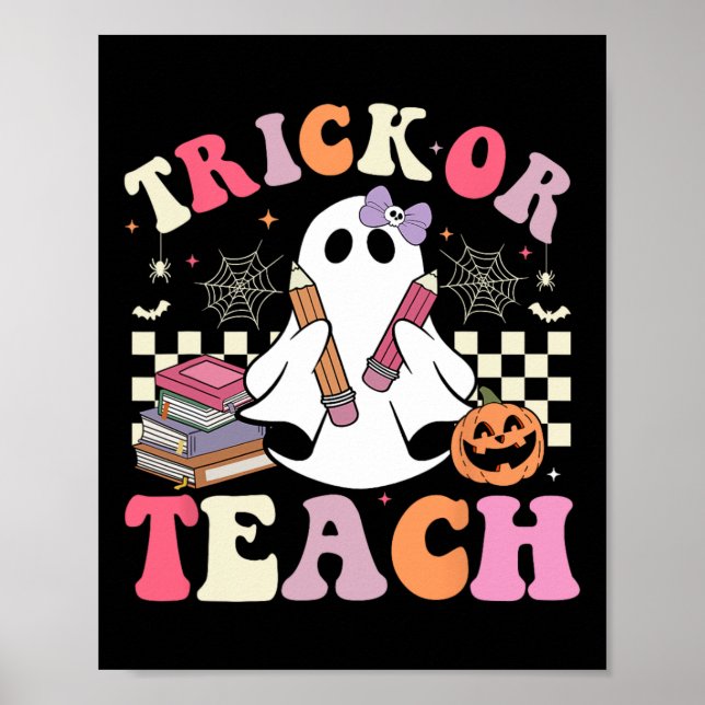 Poster Truque De Halloween Ou Cuta De Retrô De Ensino De  (Frente)