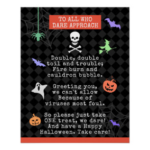 Pôster Truque de Halloween ou Tratando o Poema de Coronav