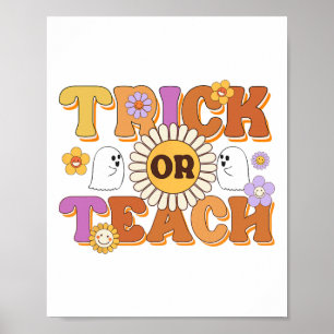 Poster Truque De Retrô Ou Ensino Professor Fantasma Hallo