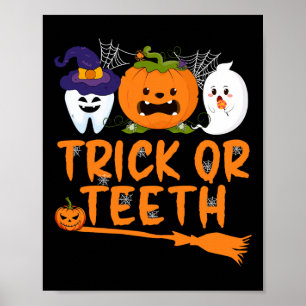 Poster Truque Ou Dente Engraçado Dentista Halloween Denta