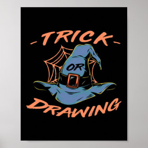 Poster Truque Ou Desenho Artesanal De Halloween Bruxa Ass