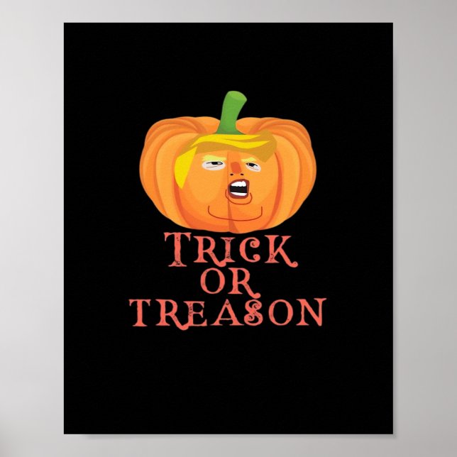 Poster Truque Ou Traição Halloween Impeach Trumpkin Desig (Frente)