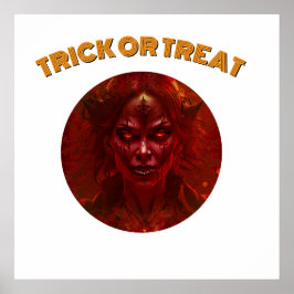 Poster Truque Ou Tratar Com Bruxa Vermelha