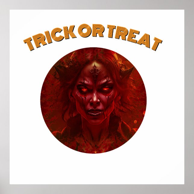 Poster Truque Ou Tratar Com Bruxa Vermelha (Frente)