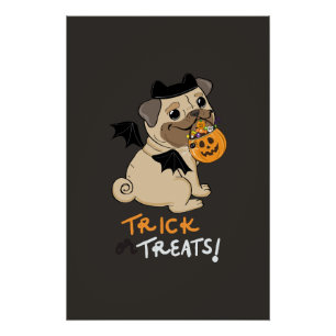 Pôster Truque ou Tratas Pug Costume