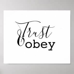 Poster Trust & Obey - Christian Typography