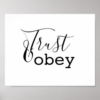 Poster Trust & Obey - Christian Typography