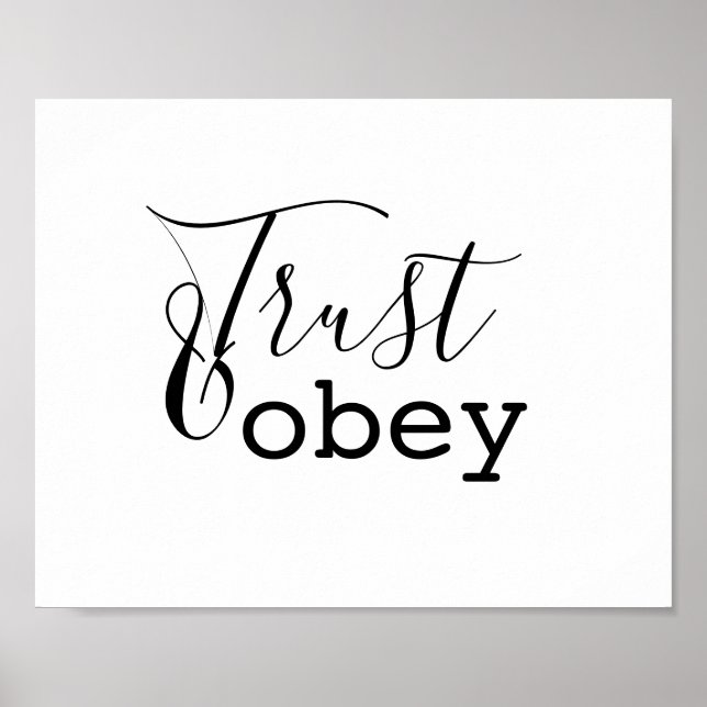 Poster Trust & Obey - Christian Typography (Frente)