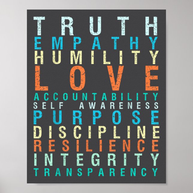 Poster Truth Love Empathy Self Awareness Insrational Word (Frente)