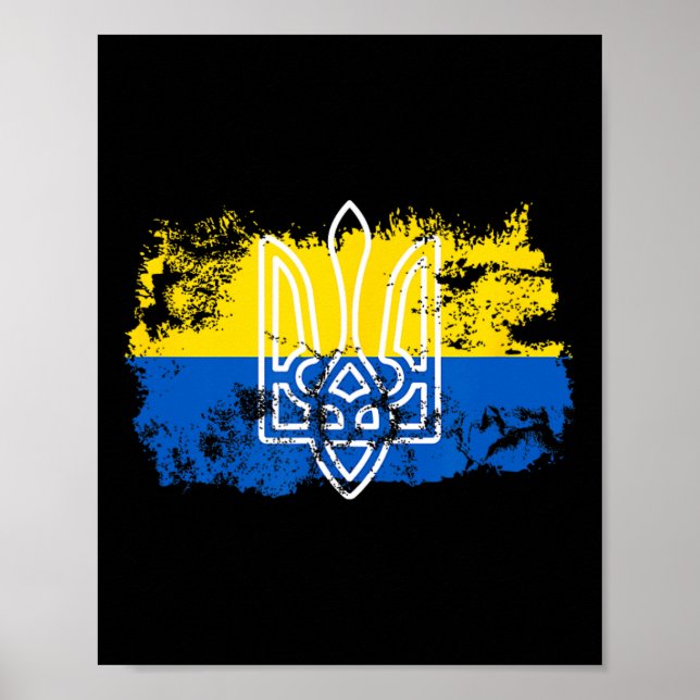 Poster Tryzub Unidos Com a Ucrânia Tridente Ucraniano (Frente)