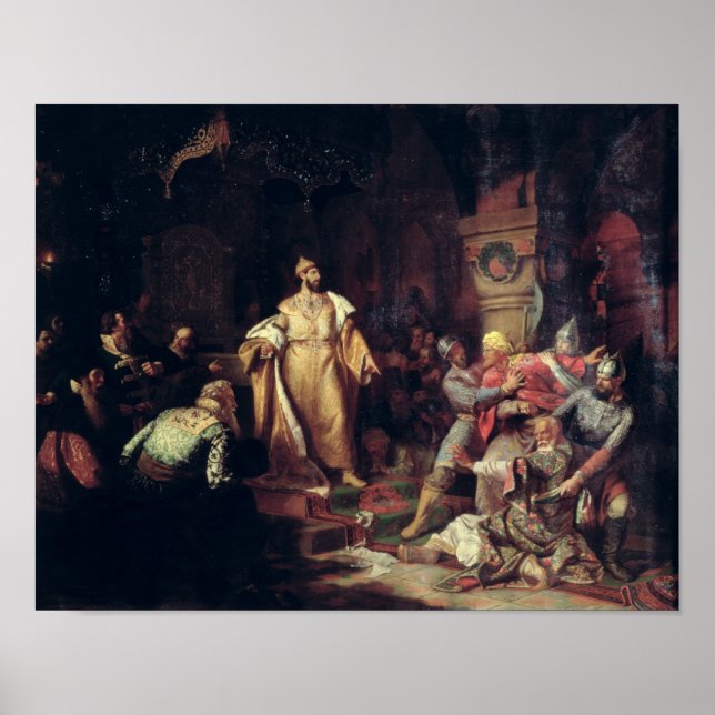 Pôster Tsar Ivan III  Tearing the Deed of Tatar Khan (Frente)