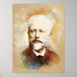 Poster Tschaikowski/Tchaikovsky Retrato, Estilo de Aquare