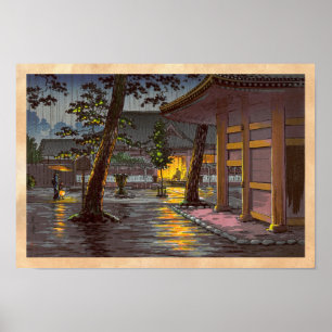 Poster Tsuchiya Koitsu Sketches Takanawa Sengakuji Temple