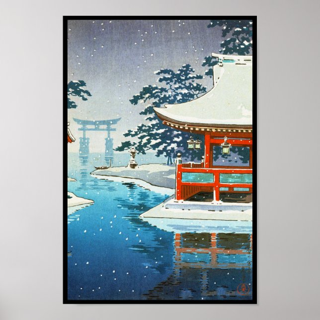 Poster Tsuchiya Koitsu Snowy Miyajima Arte de inverno (Frente)