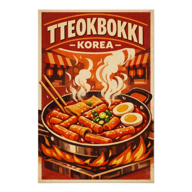 Pôster Tteokbokki coreano em um ousado retro (Frente)