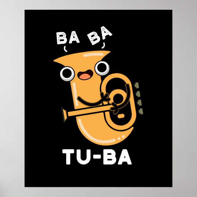 Poster Tu-ba Piadas engraçadas de Tuba Fundo Escuro (Frente)