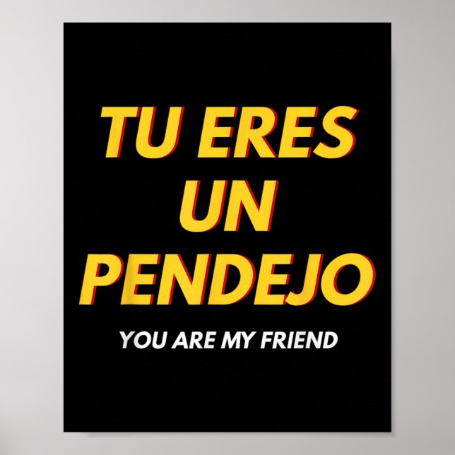 Poster Tu Eres Pendejo Funny Espanhol Dizendo Presente Es (Frente)