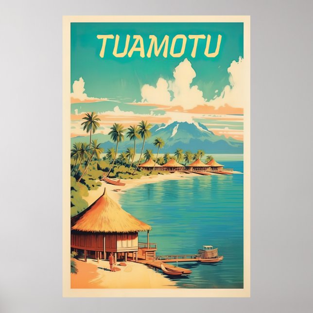 Poster Tuamotu, Polinésia Francesa, Viagem (Frente)
