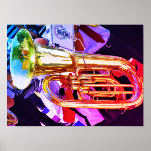 Poster Tuba Brilhante em Perspectiva Inclinada Banda de M
