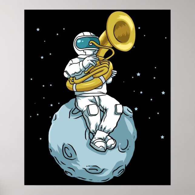 Poster Tuba Gift Astronaut Marching Banda Music Sousaphon (Frente)