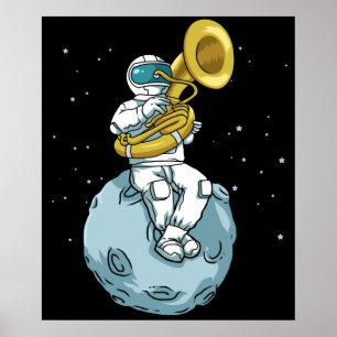 Poster Tuba Gift Astronaut Marching Banda Music Sousaphon