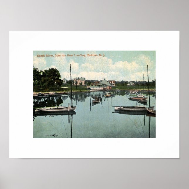 Poster Tubarão, Belmar, NJ Vintage (Frente)