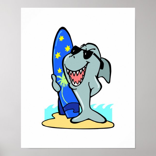 Poster Tubarão-bobo com surfboard (Frente)