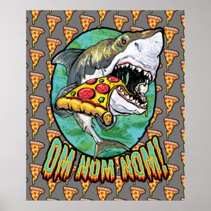Poster Tubarão de pizza com raiva