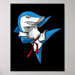 Poster Tubarão Karatê Ninja Artes Marciais Kickboxing Jiu