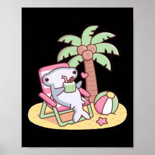 Poster Tubarão-martelo Fofo Relaxando Na Cadeira De Praia
