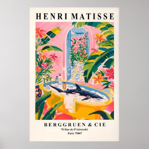 Poster Tubarão na Banheira Arte Impressa Banheiro Tropica