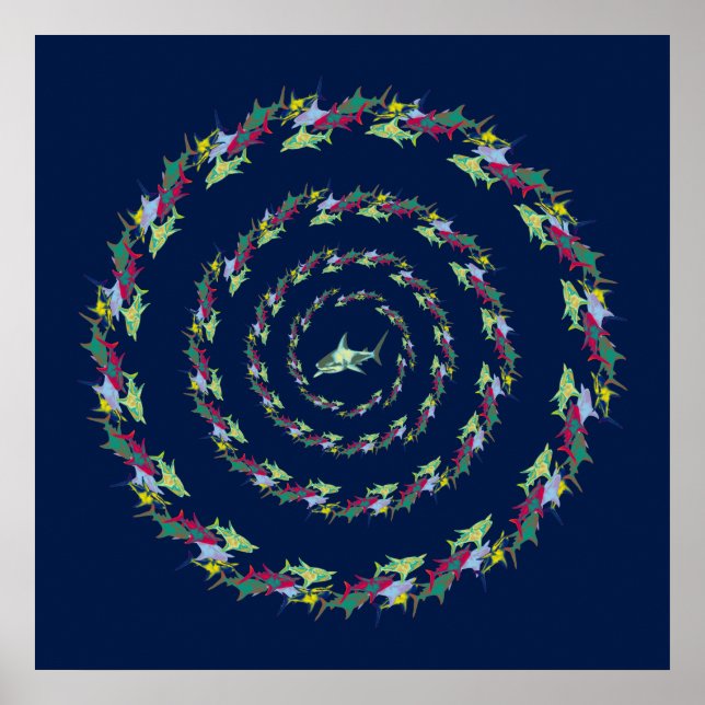 Pôster tubarões mandala (Frente)