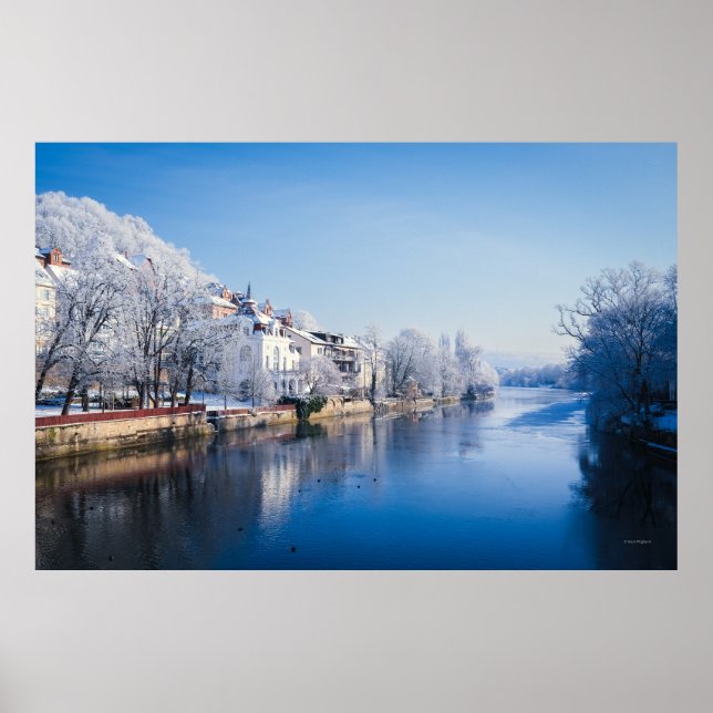 Poster Tübingen, Alemanha após queda de neve (Frente)