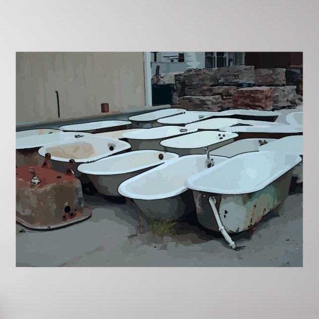 Pôster Tubos de Banho de Pé de Altura Antiga (Frente)