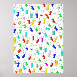 Poster Tubos de ensaio de vidro de desenho animado