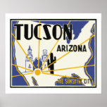 Poster Tucson Arizona<br><div class="desc">Imagem viagens vintage de poster de para Tucson,  Arizona.</div>