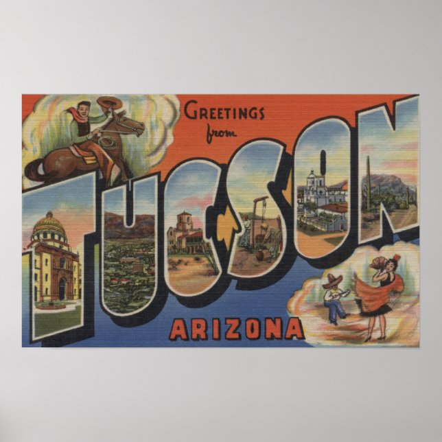 Pôster Tucson, Arizona - Cenas com Letra Grande 2 (Frente)