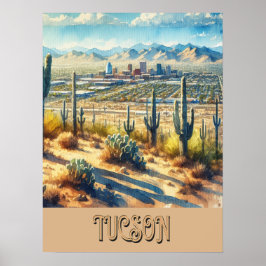 Poster Tucson e Saguaro Watercolor