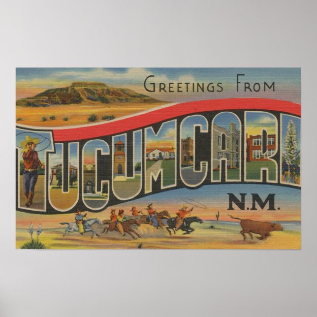Pôster Tucumcari, Novo México - Cenas com Letras Grandes (Frente)