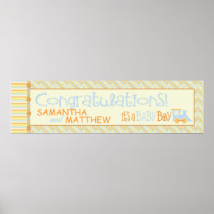 Poster Tudo a bordo! Banner do Chá de fraldas do comboio