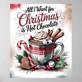 Poster Tudo o que eu quero para o Natal é chocolate quent
